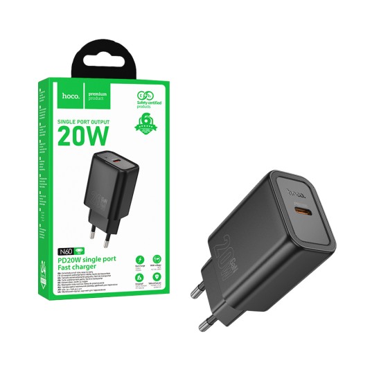 Hoco Adapter N60 Gentle PD20W Type-C Black